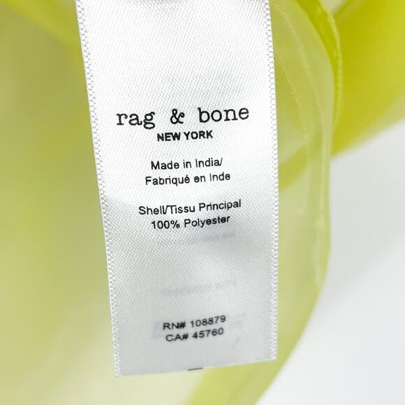 Rag & Bone Reed Shirt Neon Lime Green Button Front Short Sleeve Sheer Sz M - Picture 10 of 11